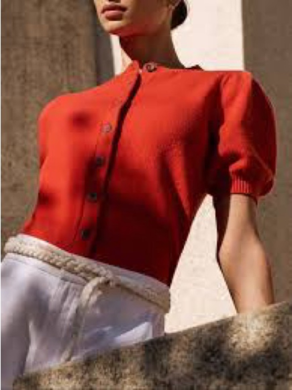 NWT Brochu Walker Havana Red Short-Sleeve Button Cardigan